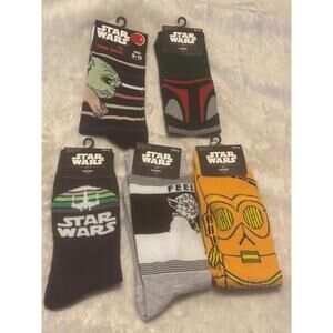 Star Wars Novelty Crew Socks 5 Pairs Size 6.5-12